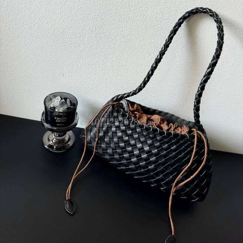 Women Handwoven Shoulder Korean Casual Trendy Large Capacity Handbag Soft PU Leather Ladies Tote Bag Summer Underarm Bags