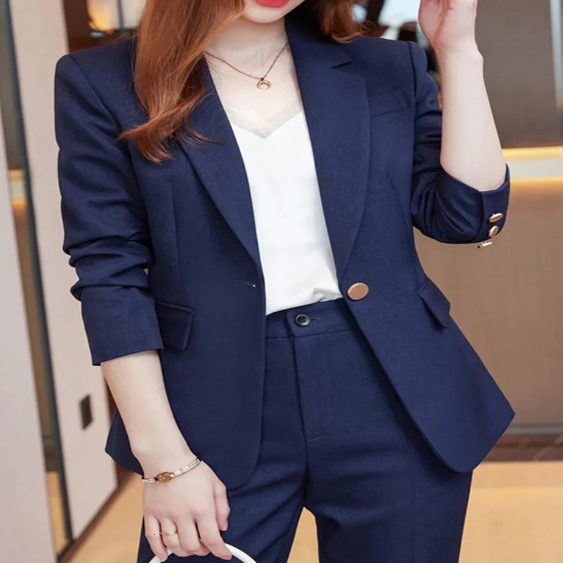 Women Casual Elegant Business Trousers Suit Office Ladies Slim Vintage Blazer Pantsuit Female Fashion Korean Clothes Two Pieces 240226wtt