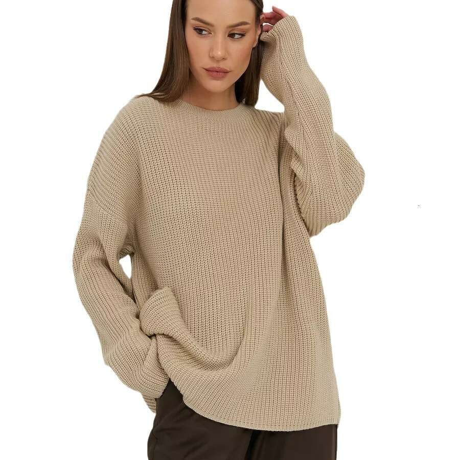 Knitted Long Sleeve Round Neck Loose Straight Base Sweater Top