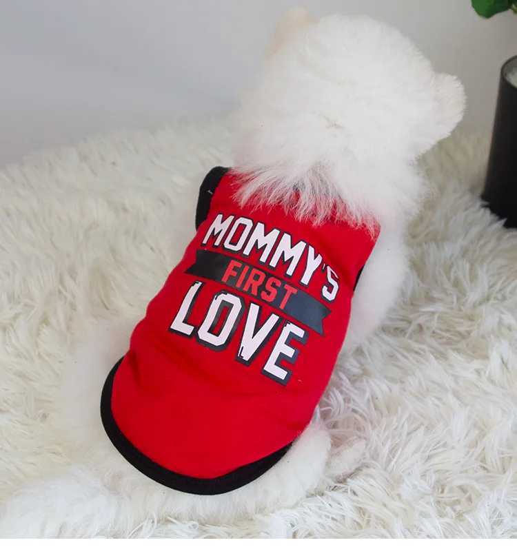 Red Pet Dog Clothes for Small Dogs Cat Vest T Shirts Chihuahua Cool Puppy Clothing Print Mommys First Love for Halloween X250928