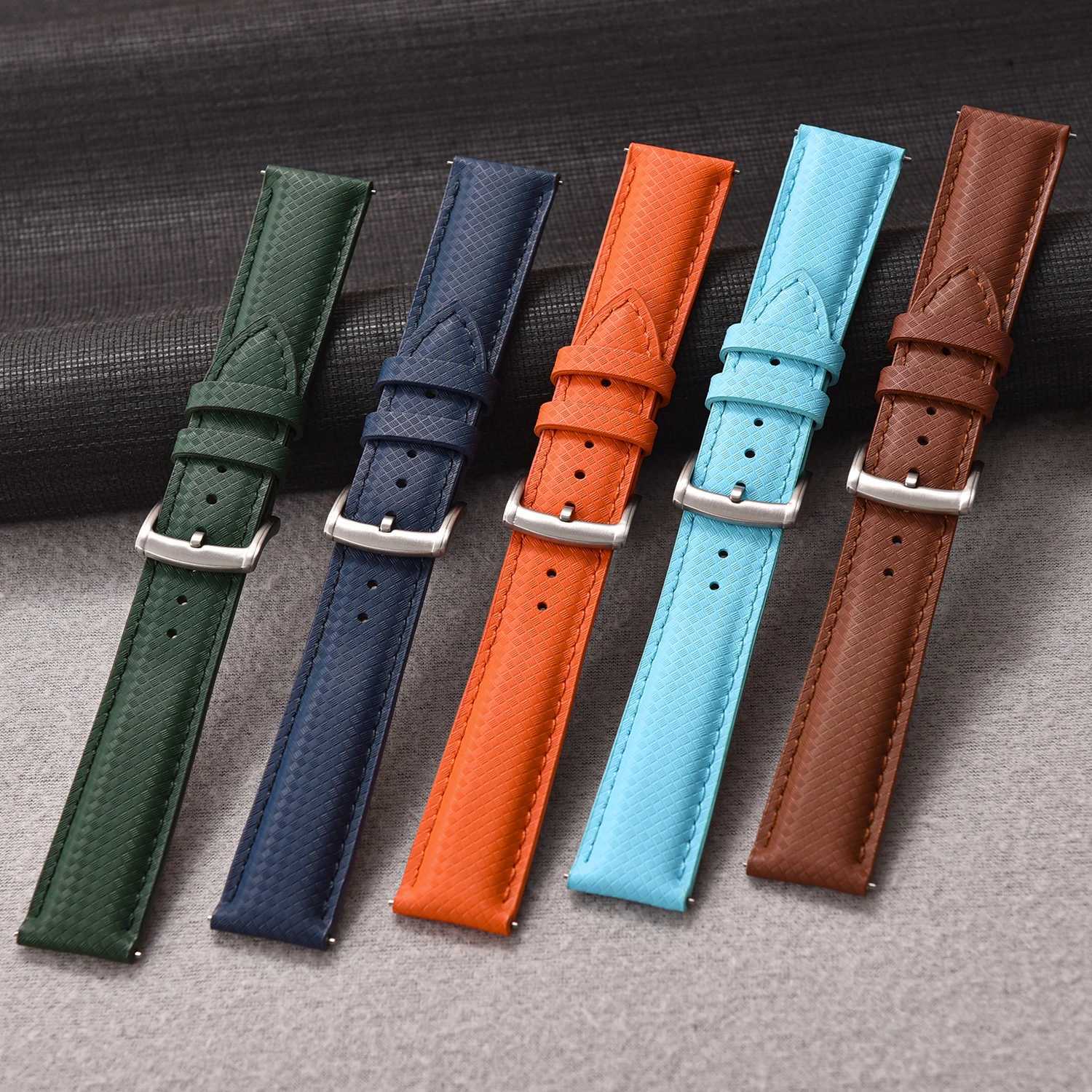 New Design FKM Rubber Leather Watch Strap 18mm 19mm 20mm 22mm Quick Release For Delugs Sailcloth Watch Bands Universal Wristband W250928