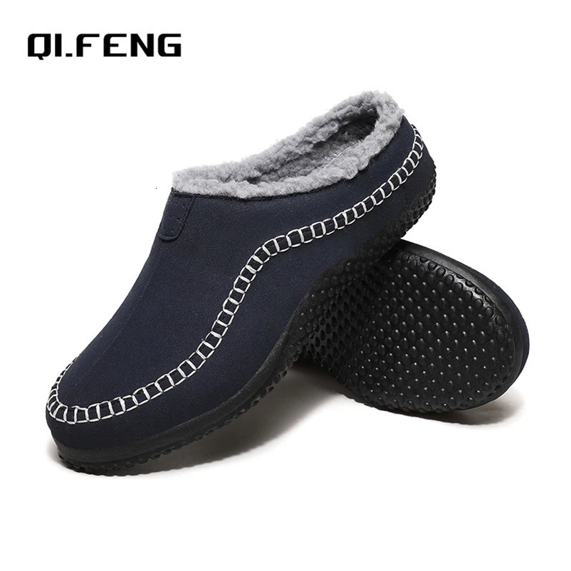 Large Indoor Plush Slippers Mens Winter Snow Outdoor Warm Shoes Fashion Anti slip Wear Resistant Casual Shoes Slip On Footwear250114bj