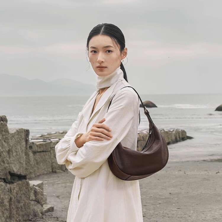 designer bag Luxury bag Top Layer Cowhide Casual Crescent Genuine Leather Small Simple Versatile Single Shoulder Crossbody Bag for Women