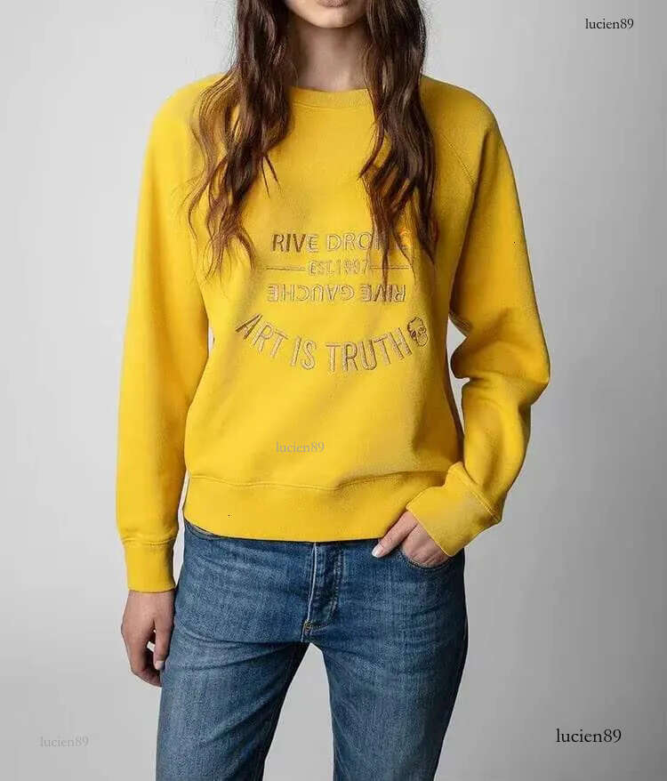 Autumn And Winter New French Niche ZV Classic Letter Embroidery Cotton Women's Embroidered Pullover Sweater Sweatshirt