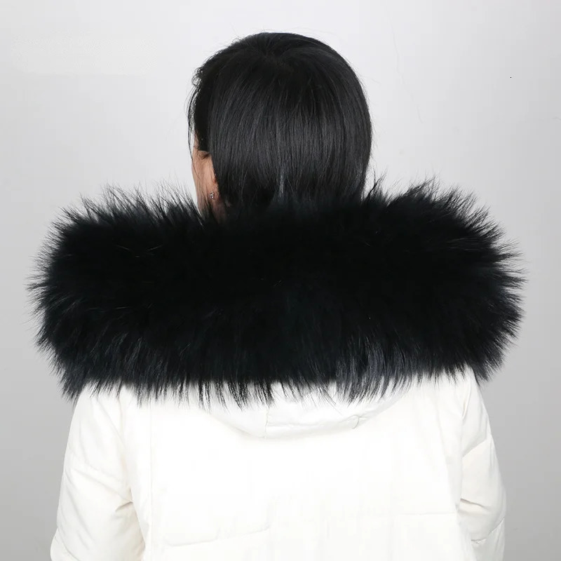 100 Real Fur Collar Warm Natural Raccoon Fur Scarf Women Genuine Fur Collar Scarves Large Fur Shawl Male Jacket Coat 250928
