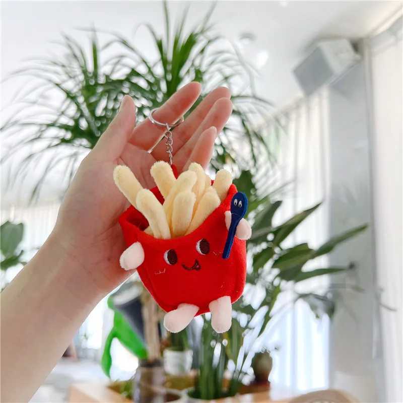 5 PCs Set Creative New French Fries Burger Hanging Bag Couple Plush Hanging Decoration Girl Heart Car Keychain Little DollXJ250928