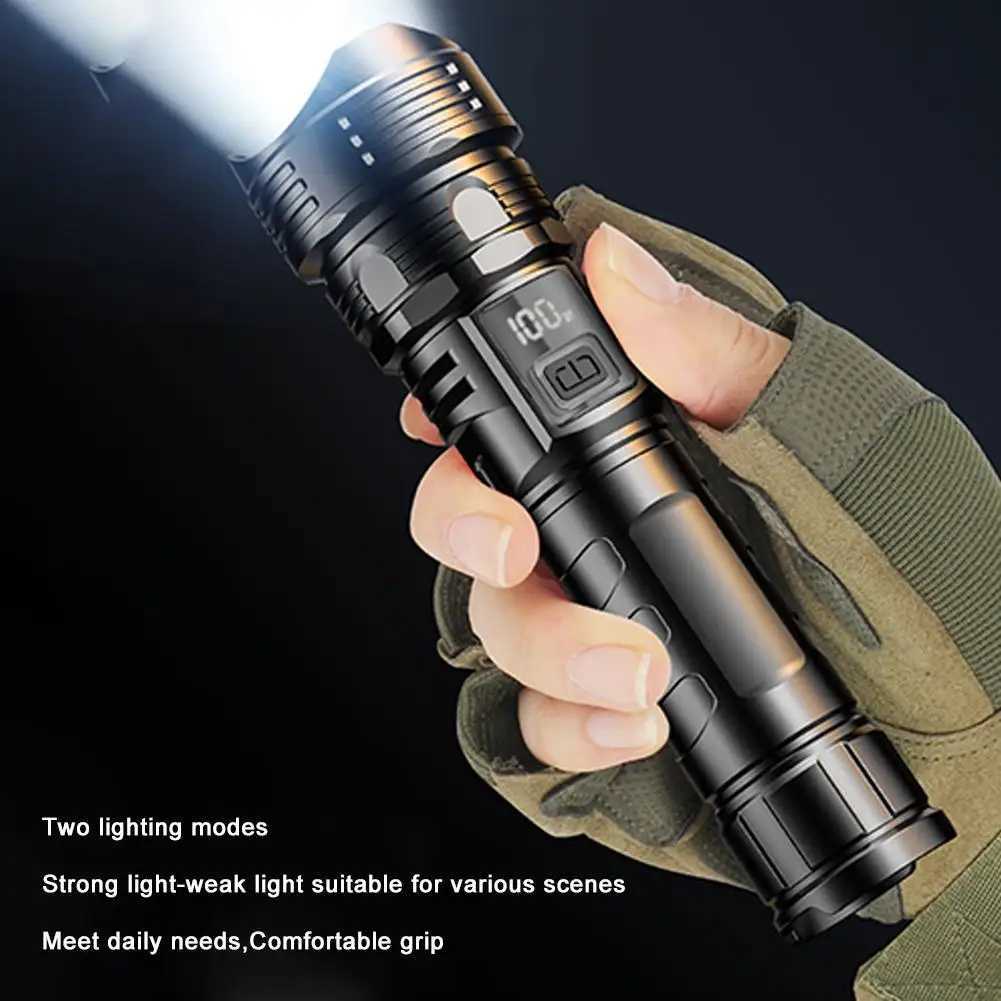 Powerful LED Flashlight USB Rechargeable Waterproof Ultra Bright Tactical Flashlight Outdoor Tactical Zoom Camping Light D250928