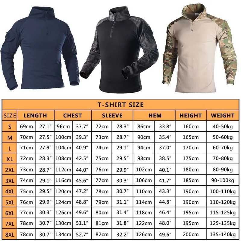 Mens Tactical Shirt Long Sleeve Combat T Shirt Cotton Camo Men Uniform Airsoft Shirts Wearresisting Hunting Clothes W250928