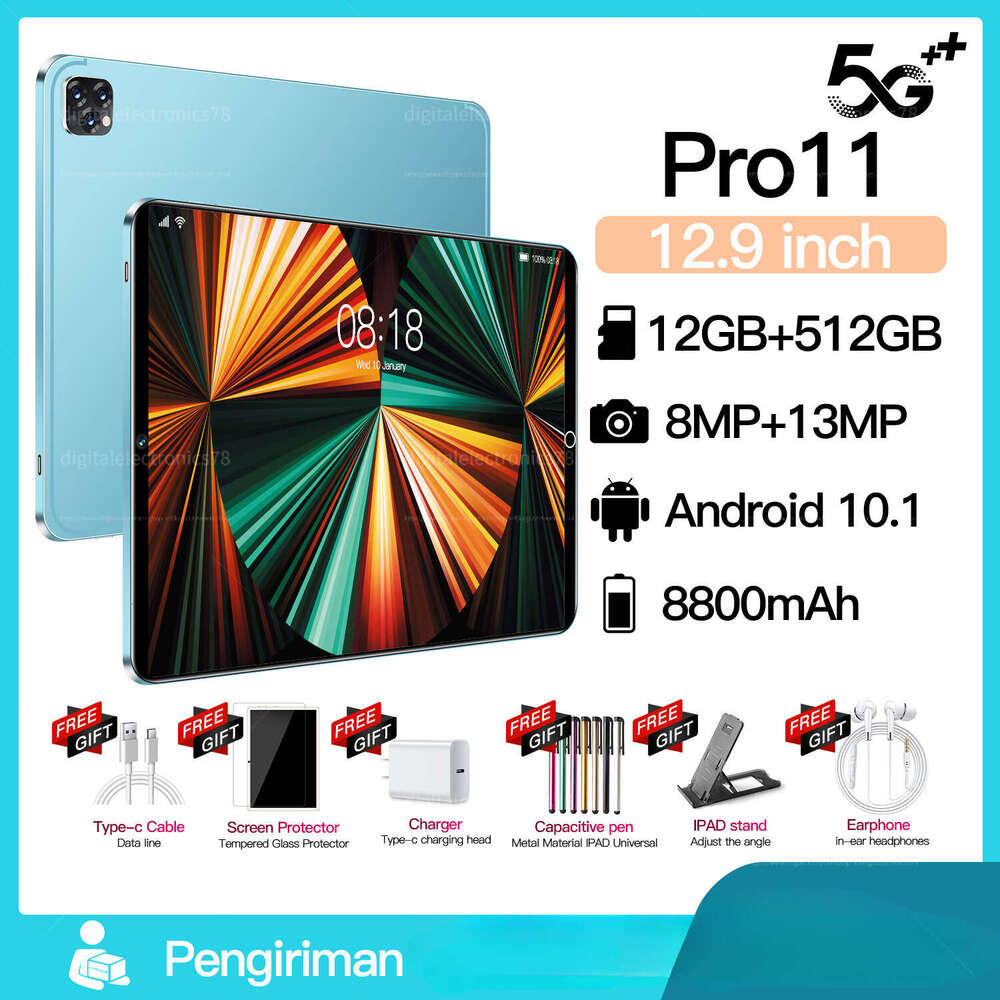 10inch Original Pad pro11 Tablets Android 14 Tab 22GB+2TB Global Version 5G Dual SIM 8800mAh WiFi Tablet PC kids With keyboard