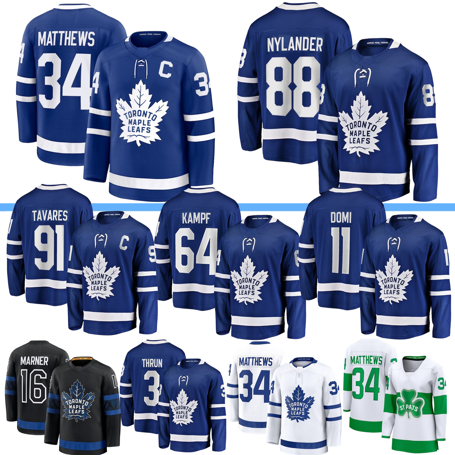 TorontoS Hockey Jersey 34 AustonS MatthewsS maple leafs William Nylander Matthew Knies Morgan Rielly Max Domi Woll Stolarz Thrun Laughton Tanev Gilmour Clark