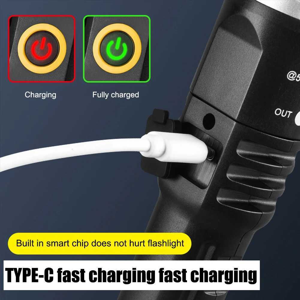 Mini LED Flashlight COBXPE Portable Torch TypeC USB Charging Telescopic Zoom Waterproof Camping Flashlight with Side Light D250928