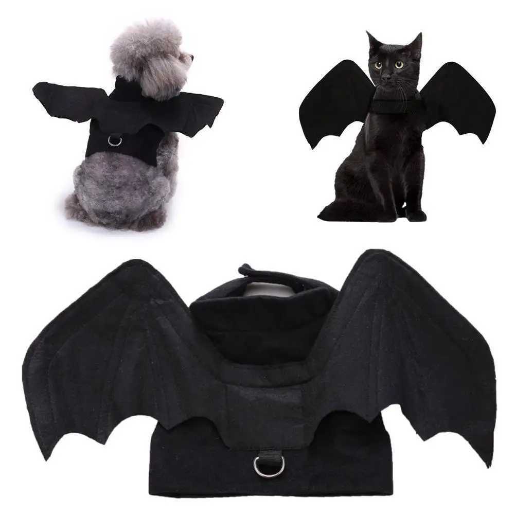 1Pcs Halloween Cute Pet Clothes Black Bat Wings Harness Costume Cosplay Cat Dog Halloween Party for Pet Supplies X250928