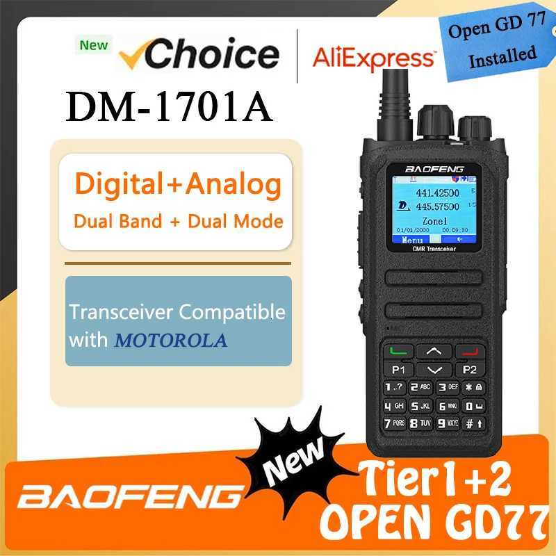 Baofeng Walkie Talkie DM1701A DMR Dual Mode Analog and Digital Radio Tier 12 DualTime Slot DM1701 Ham DualBand DM1801 DM5RXJ250928