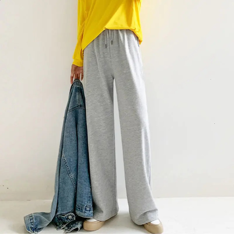 Spring and Autumn Womens Lace Up High Waist Casual Wide Leg Loose Draping Floor Dragging Straight Tube Fashion Pants 250106