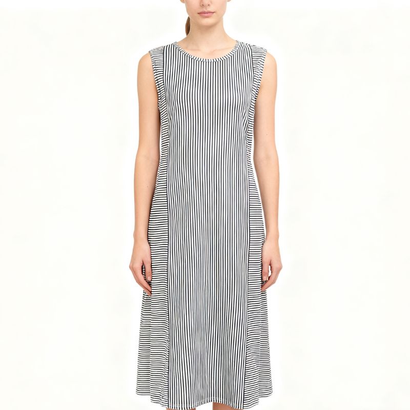 Women's Sleeveless Striped Print Midi Dress - Spring Summer Casual Beach Vacation Dress-CF50981