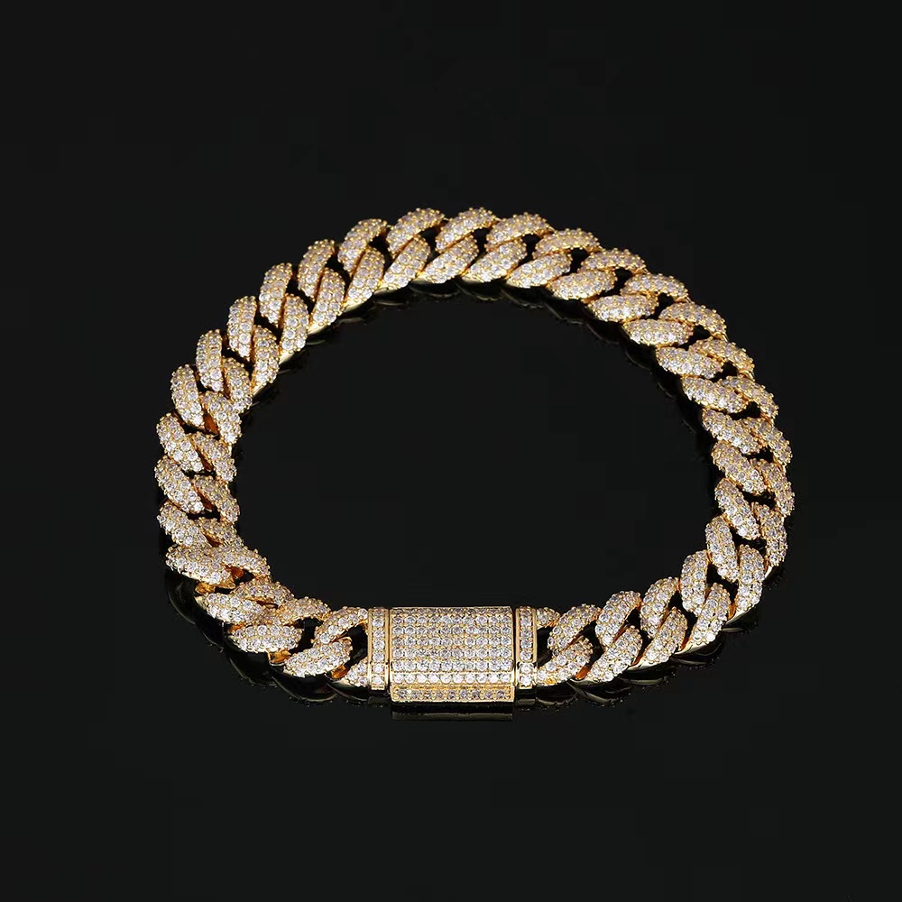 20mm Baguette Miami Cuban Link Chain VVs Moissanite Diamond 925 Sterling Silver Rose Gold Plated 18-24 Necklace