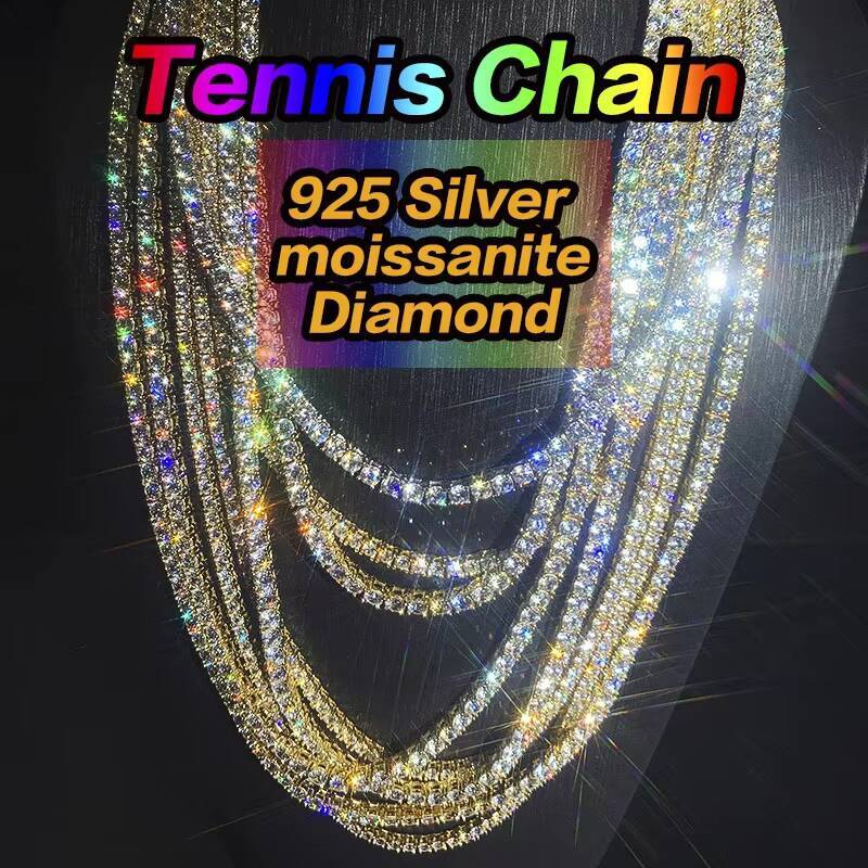 S925 Moissanite 2mm 3mm 4mm 5mm 6.5mm Wide Diamond Tennis Bracelet Vvs Moissanite Tennis Chain Factory Price