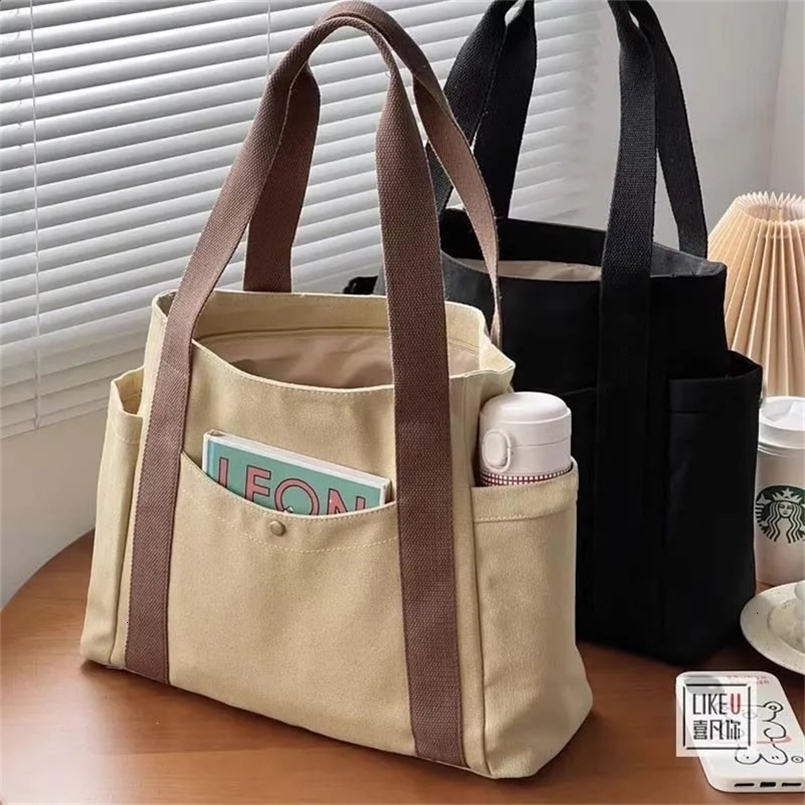 Womens Large Capacity Canvas Tote Bags for Work Commuting Carrying Concise Bag College Style Student Outfit Book Shoulder 240819ZYl