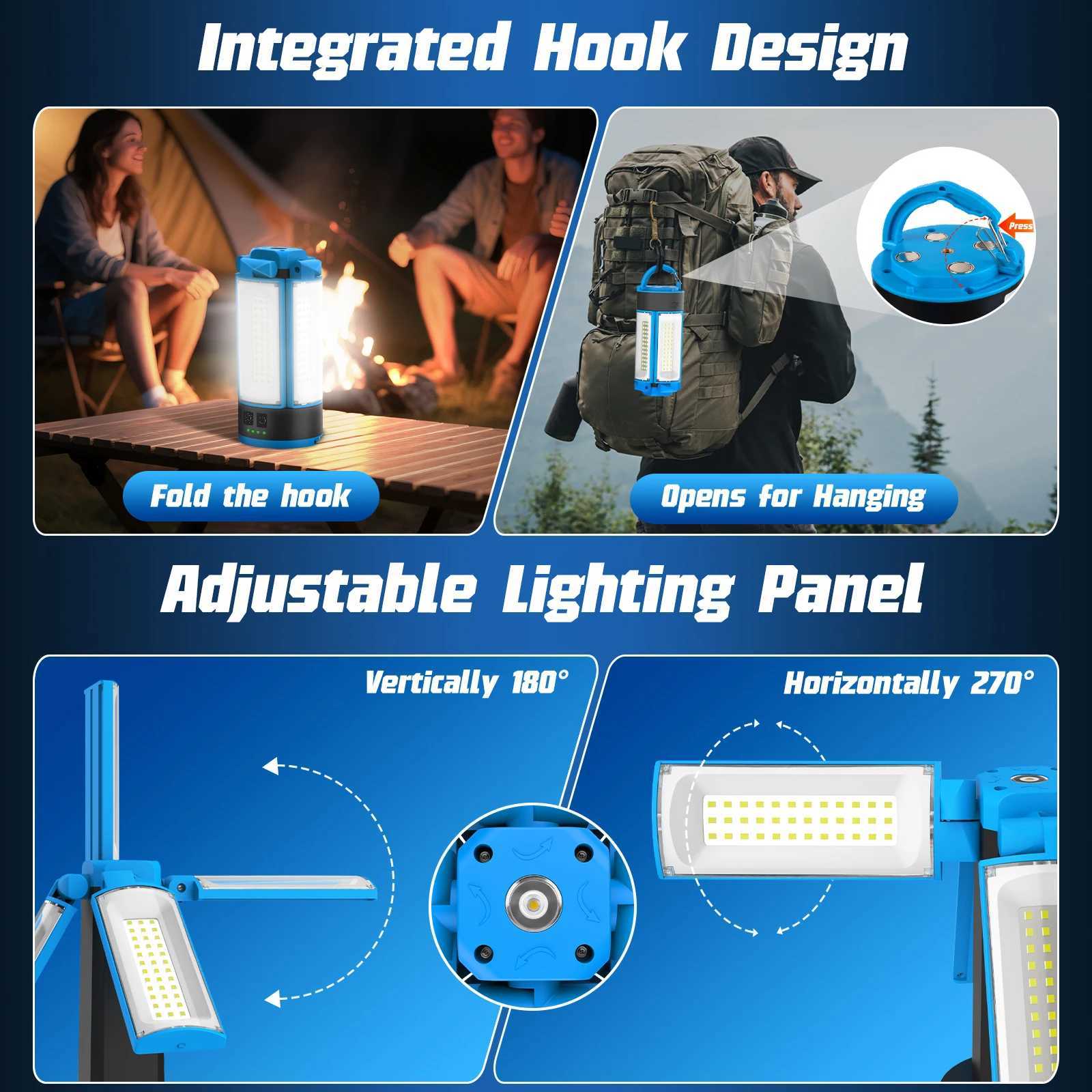 4100LM 3 Modes Foldable Work Light With Bracket 10400Mah Camping LED Telescopic Flashlight Rechargeable Emergency Lamp Outdoor C250928