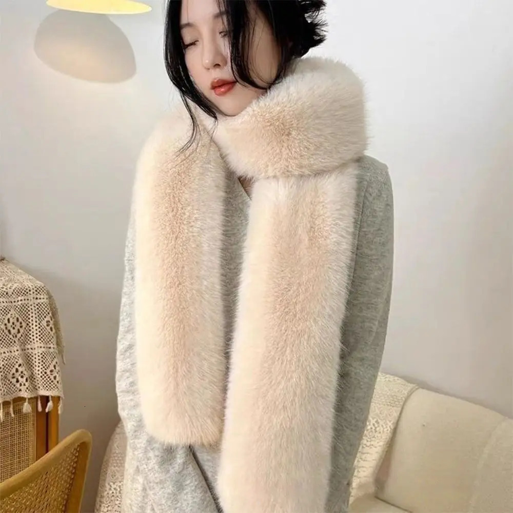 Fashionable 180cm Fur Long Scarf Soft Plush Thick Long Strip Scarf Fur Decor Wraps Shawl Party 250928