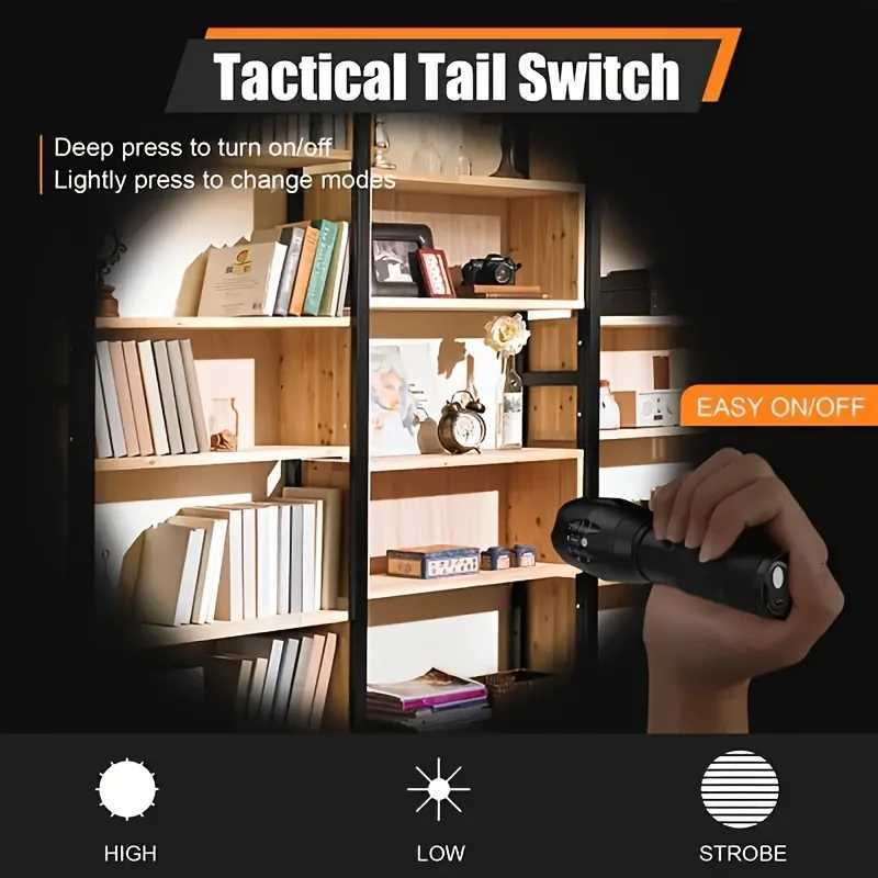 High Power Led Flashlight Camping Torch 5 Lighting Modes Aluminum Alloy Zoomable Light Waterproof External 18650 Battery Lantern D250928