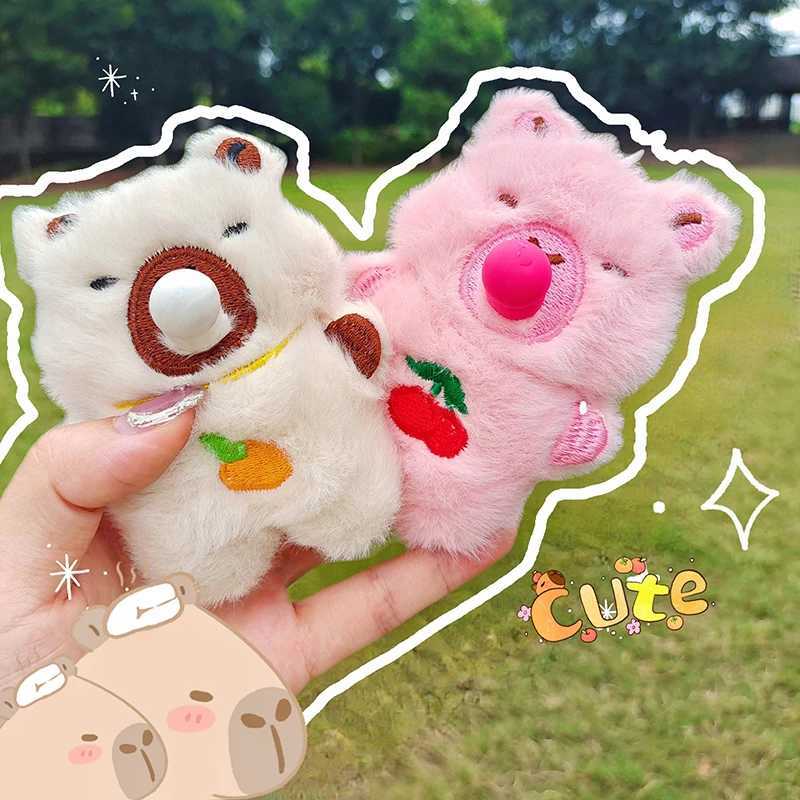 10CM Capybara Anime Plush Toy Keychain Cartoon Capybara Blow Bubbles Stuffed Animals Baby Children Toys Pendant Holiday GiftsXJ250928