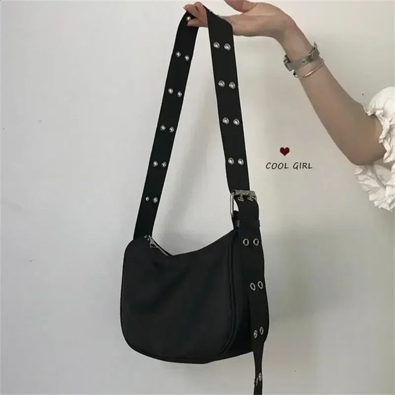 Women Armpit Bag Nylon Bucket Fashion Solid Zipper SOFT Shoulder Purses and Handbags Black Tote 240820ZYl