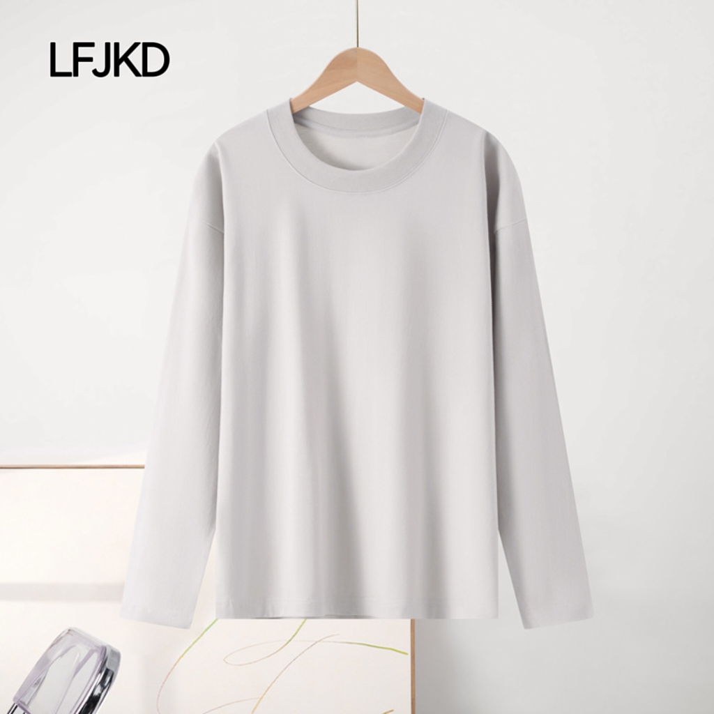 K2273 Heavyweight 230gsm cotton women's long-sleeved T-shirt | Holds its shape in fall and winter | Loose fit | Solid color for business casual w