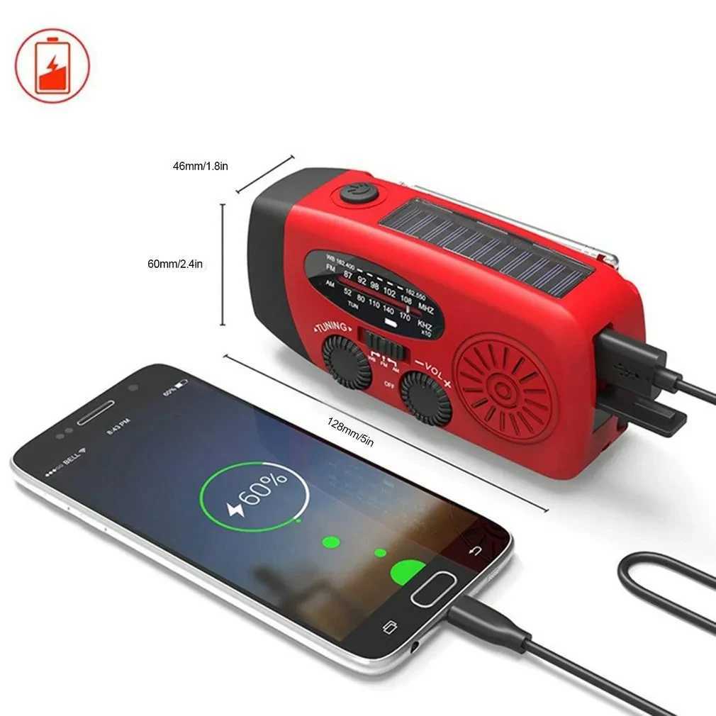 Outdoor Camping Emergency Radio Solar Hand Crank Dynamo Radio FMAMNOAA 2000Mah Phone Charger Power Bank Flashlight SOS C250928