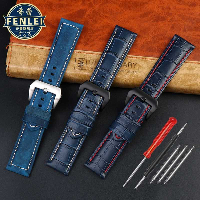 High quality Waterproof Watch band For Panerai PAM688 4411313 Cowhide Leather Mens blue Watch Strap accessories 22MM 24mm 26mm W250928