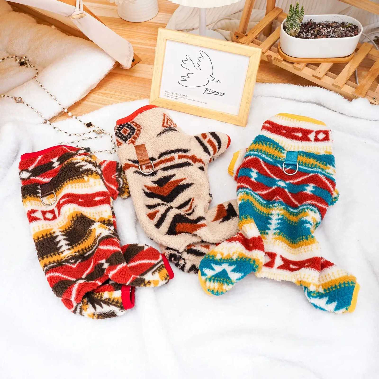 Vintage Bohemian Pet Apparel Plush 4Leg Dog Cat Costume Cozy Winter Animal Jumpsuit with Retro Style X250928