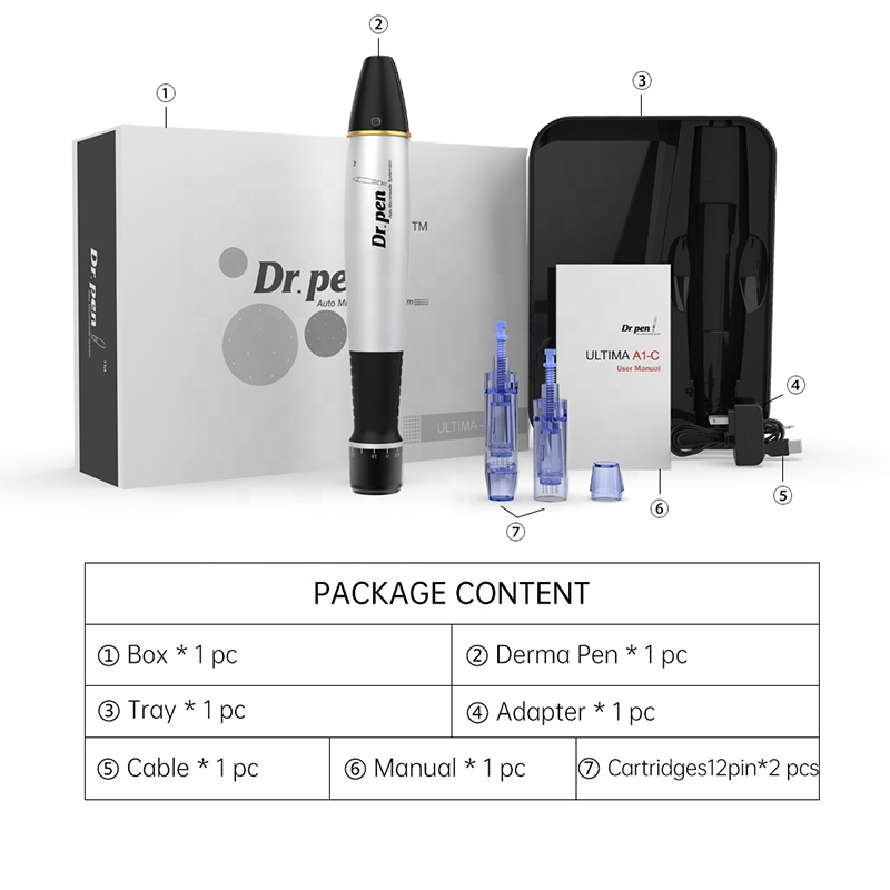 Electric Drpen Plug In Ultima A1-C Derma Pen Beauty Machine Skin Care Tool Tattoo Micro Needling Wired Professional Dermapen System Microneedle Roller