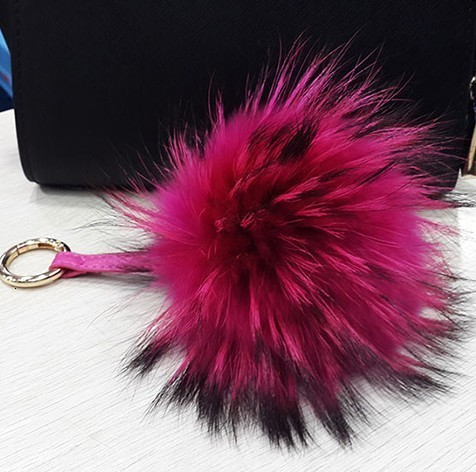 Extra Large Raccoon Fur Ball Car Key Metal Buckle Pendant Phone Chain Bag Charm Genuine Fur Accessories