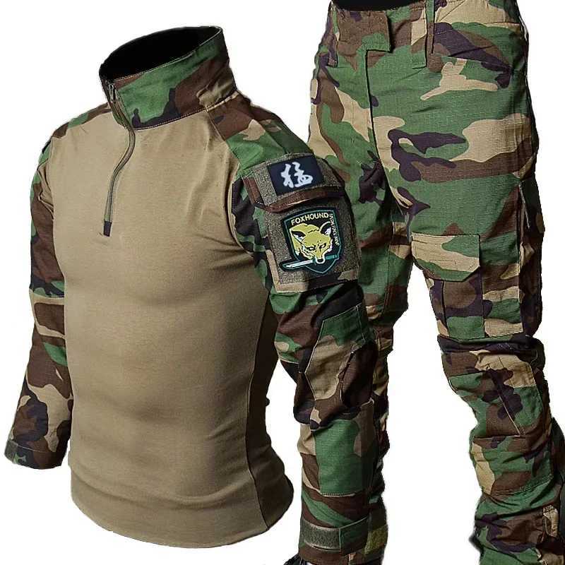 Tactical Suits Outdoor Hunting Training Sets Camo Combat Unifirm Ripstop Cargo Pants Men Working Clothes Trousers Wearresisting W250928