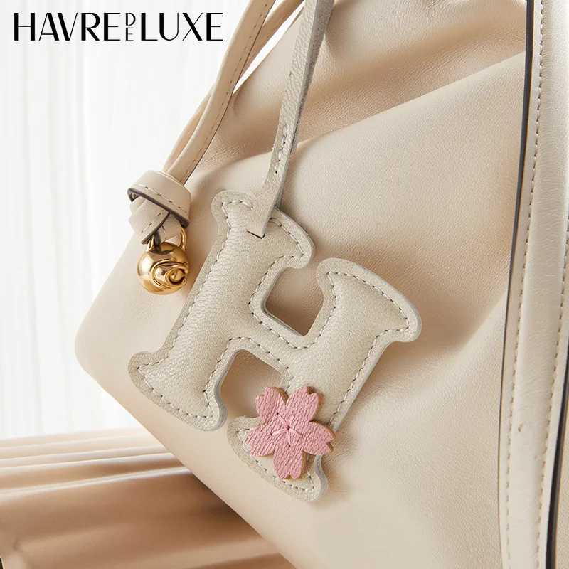 Luxury Letter bag charm genuine leather sheepskin bag pendant H letter keychain Cute and highend car gift DIY bag accessories Y250928as