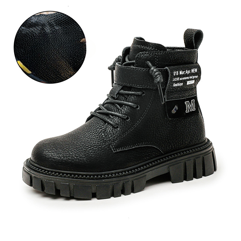 Autumn and winter new men's Martin boots, casual children's short boots, Korean style trendy little boys' leather cotton boots, designe