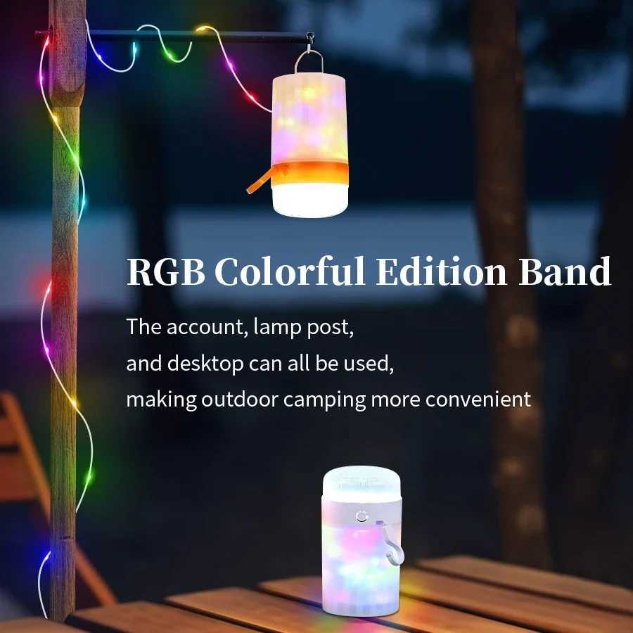 USB Rechargeable Camping String Light 2in1 Outdoor Waterproof Portable String Light with Lighting Mode Hiking Camping Light C250928