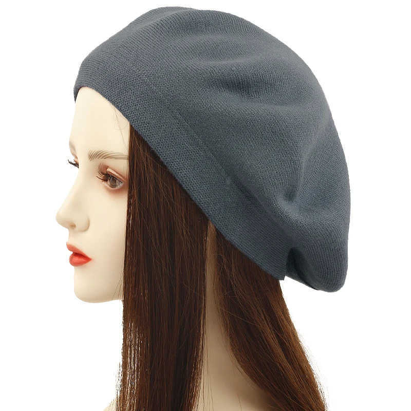Geebro Womens Cashmere French Beret Hat Causal Plain Knit Wool Soft Berets for Ladies Knitted Artist Beret Cap Hats U250928