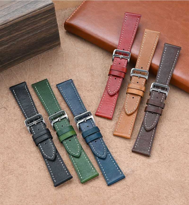 17mm 18mm 19mm 20mm 21mm 22mm Genuine Leather Watch Strap Band Universal Watchband Retro Bracelet Quick Release Bar Wristband W250928