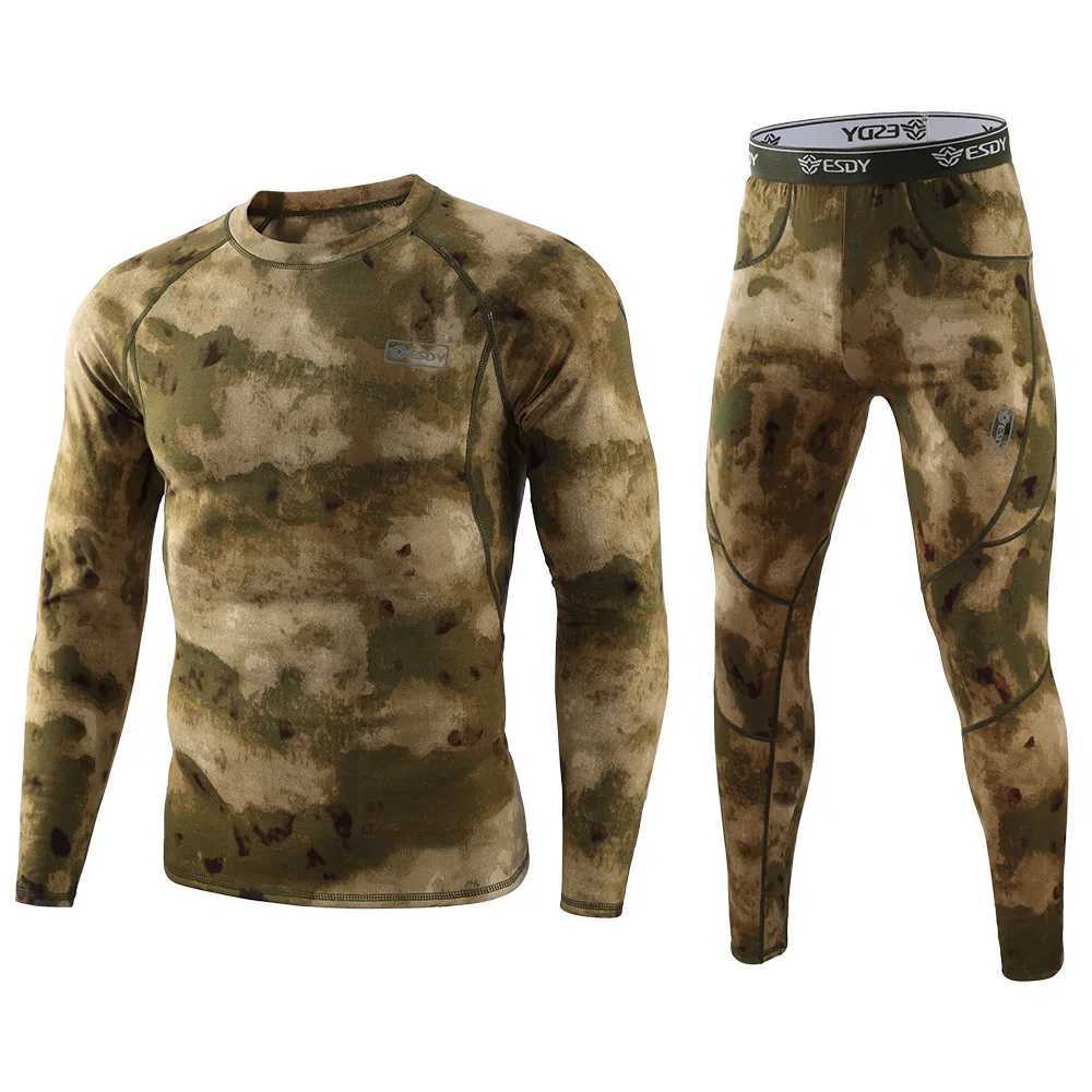 ESDY Underwear UniformTops Men Home Outwear Sets TacticalCamouflage Long Sleeve Shirts Pants Training Thermal Underwear Suit W250928