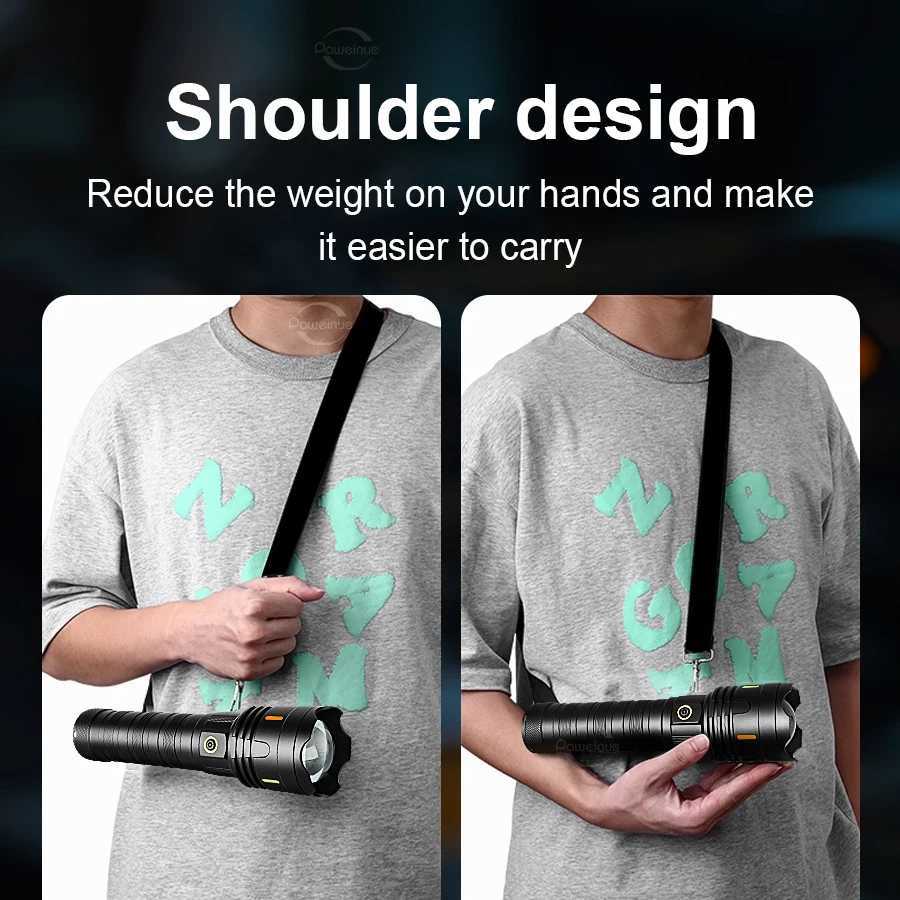 15000mAh Super Big Flashlight USB Rechargeable 6000M Most Strong LED FlashLight Long Range Torch Zoom Outdoor Camping Lantern D250928