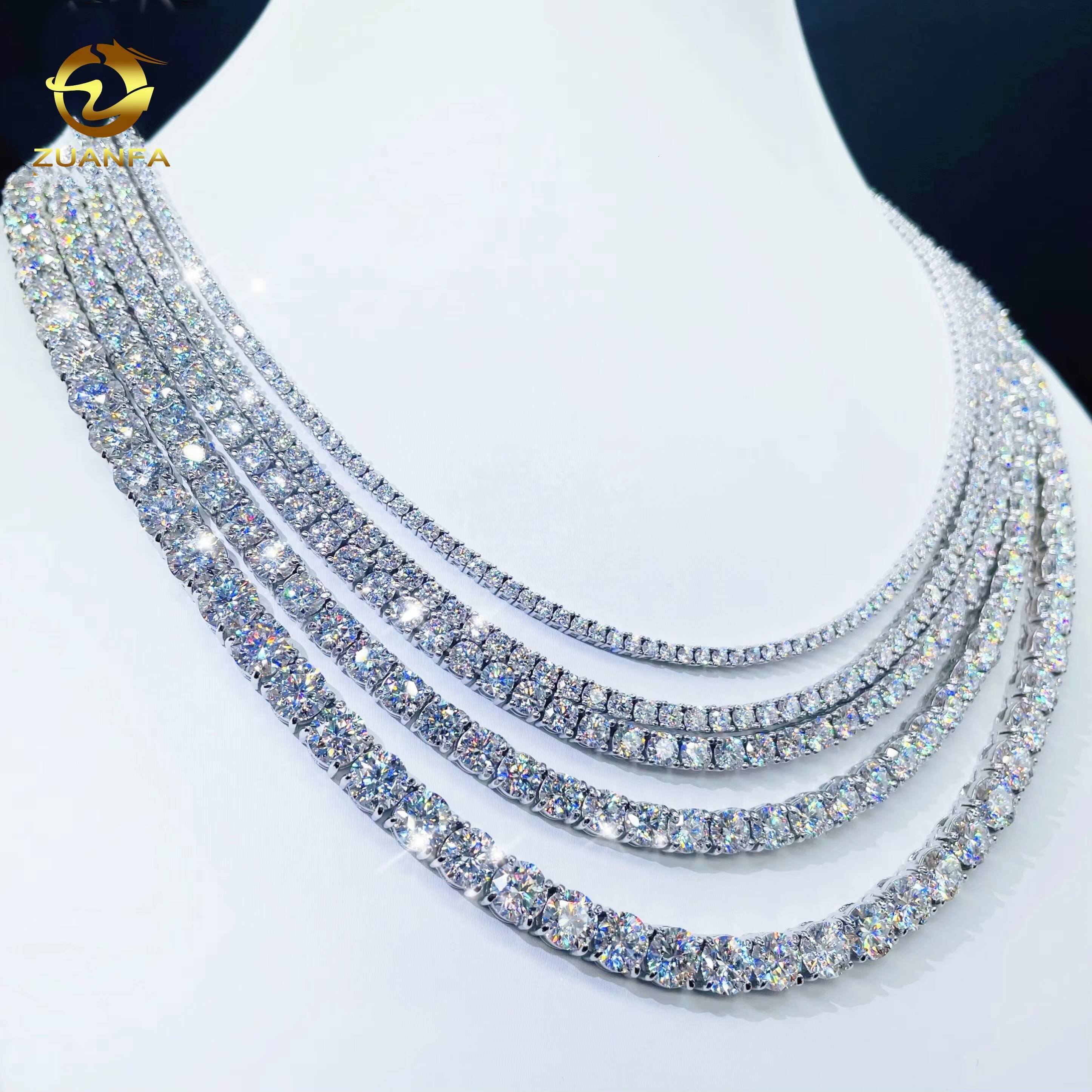 Factory Price Full Size Moissanite Tennis BraceletNecklace Pass Diamond Tester Tennis Chain 925 Sterling Silver