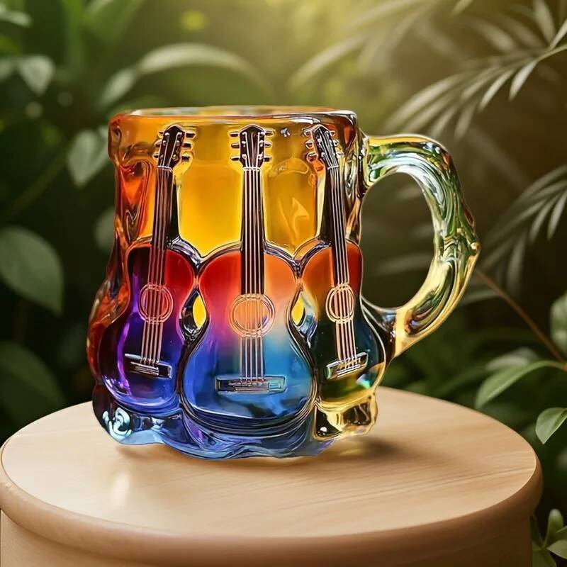 Design Guitar Art Mug Aesthetic Household Beer Hand Painting Cute Mugs Creative Birthday Gift Wedding Decoration high-quality