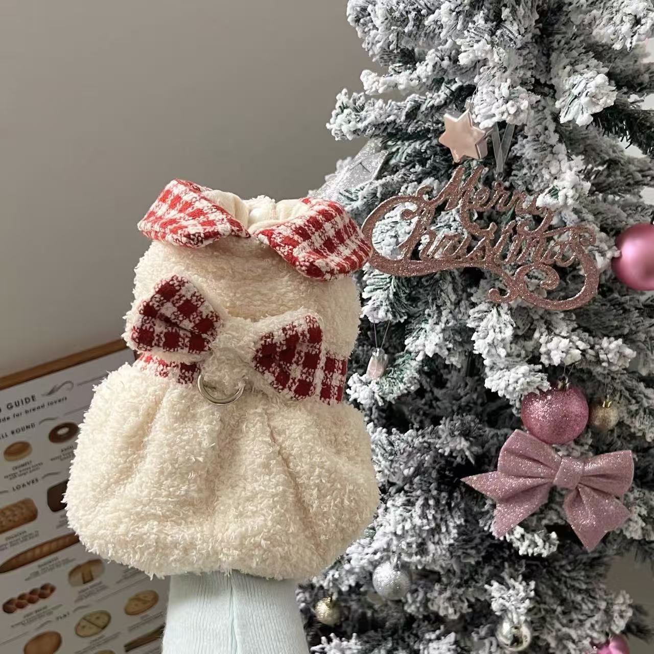 T1354 dog clothes autumn and winter cat small puppy small body Bichon Teddy Pomeranian Christmas warm sleeveless cotton skirt