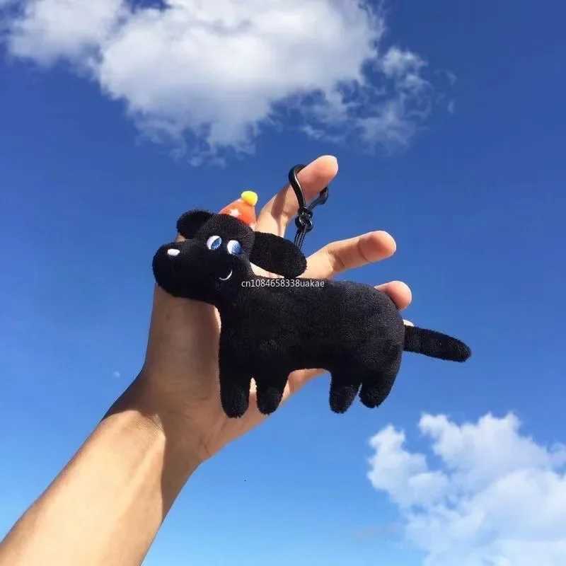 Backpack Charms Black Dog Keychain Cute Korean Style Plush Doll with Scarf Cartoon Christmas Puppy Pendant Gifts XJ250928