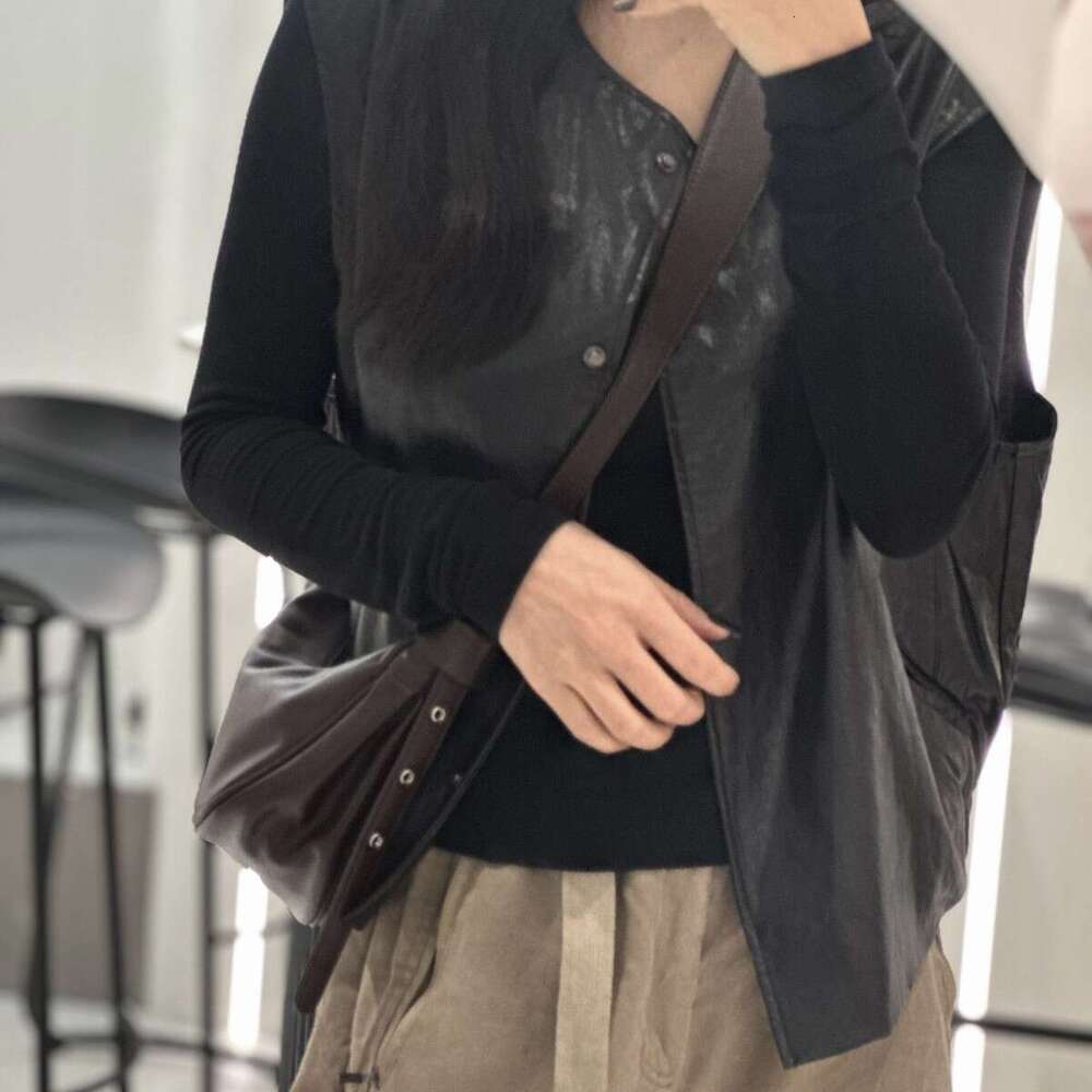 designer bag Luxury bag Women's Top Layer Cowhide Single Shoulder Half Round Soft Leather Commuter Crescent Crossbody Dumpling Bag