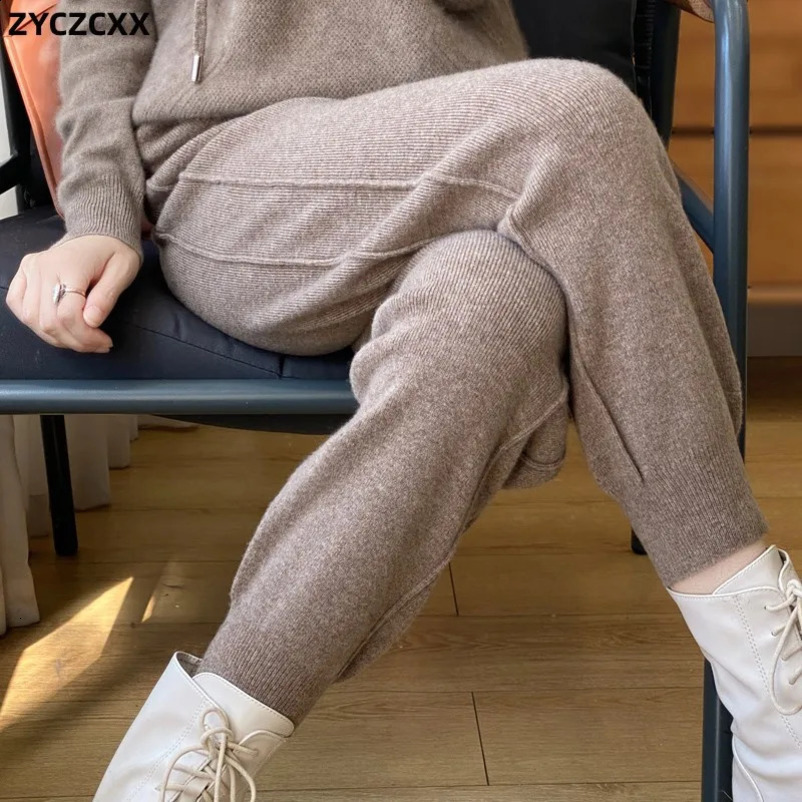 Cashmere Womens Pants AutumnWinter Thick Warm Andy Small Feet Casual Fashion Drawstring 250106