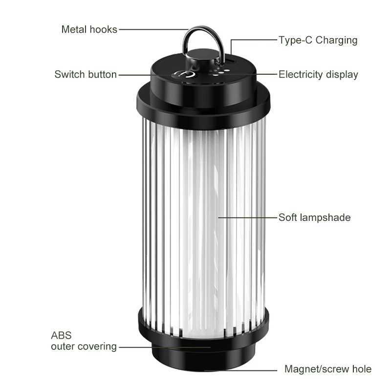 Outdoor camping tools camping lights 5 kinds of lights adjustable ceiling can be connected with the bracket TYPEC charging C250928