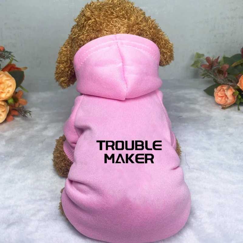 Dog Hoodie Dog Warm Coat Puppy Sweatshirt Trouble Maker Letters Printed Dog Costume Winter Dog Clothes Pet X250928