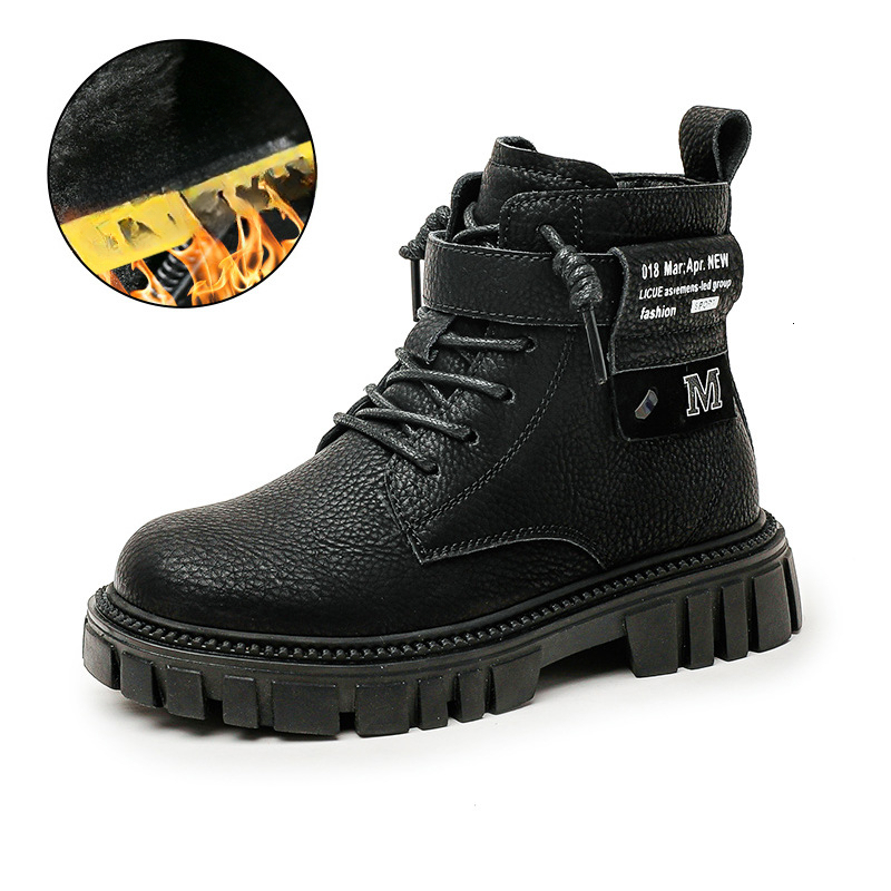 Autumn and winter new men's Martin boots, casual children's short boots, Korean style trendy little boys' leather cotton boots, designe